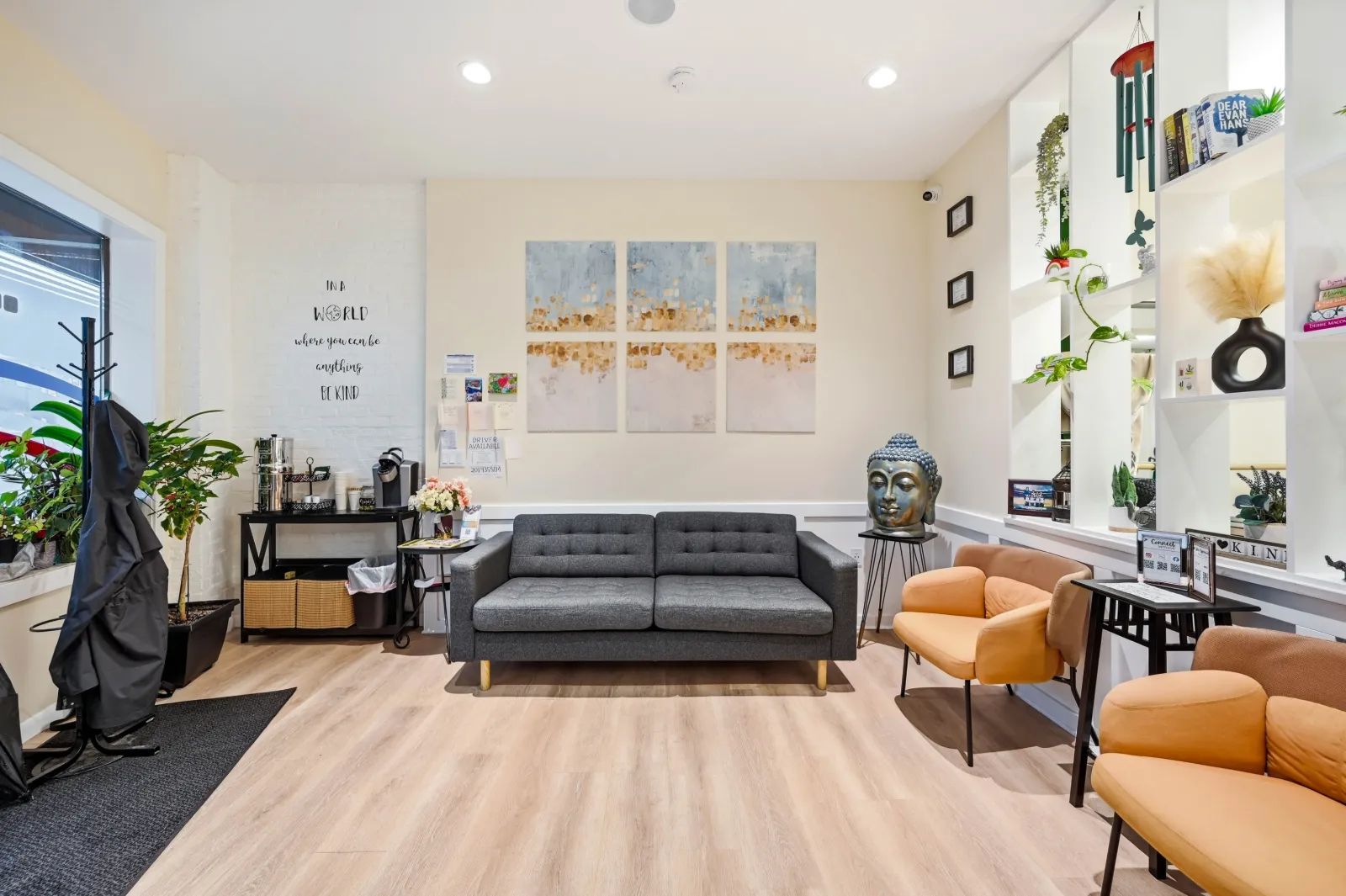 Reception area at the Vita Mobilis studio in Wood-Ridge, New Jersey
